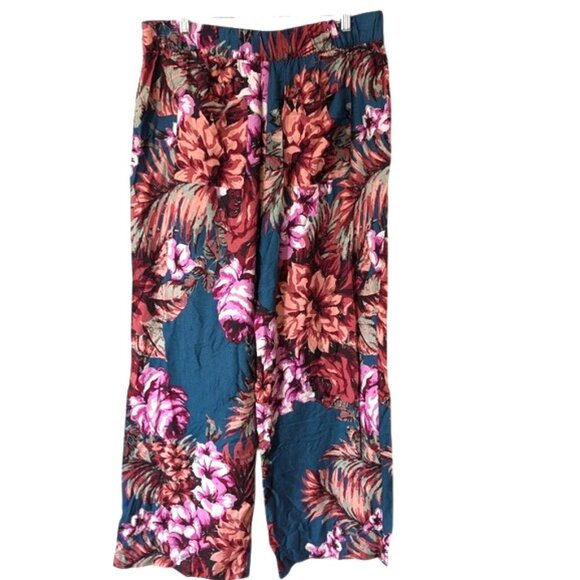 Soft Surroundings Floral Wide Leg Pull On Pants Size L - Picture 2 of 2
